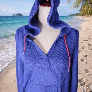 Lauren Ralph Lauren Heavy Cotton Purple Knit Hoodie L Sporty Luxe